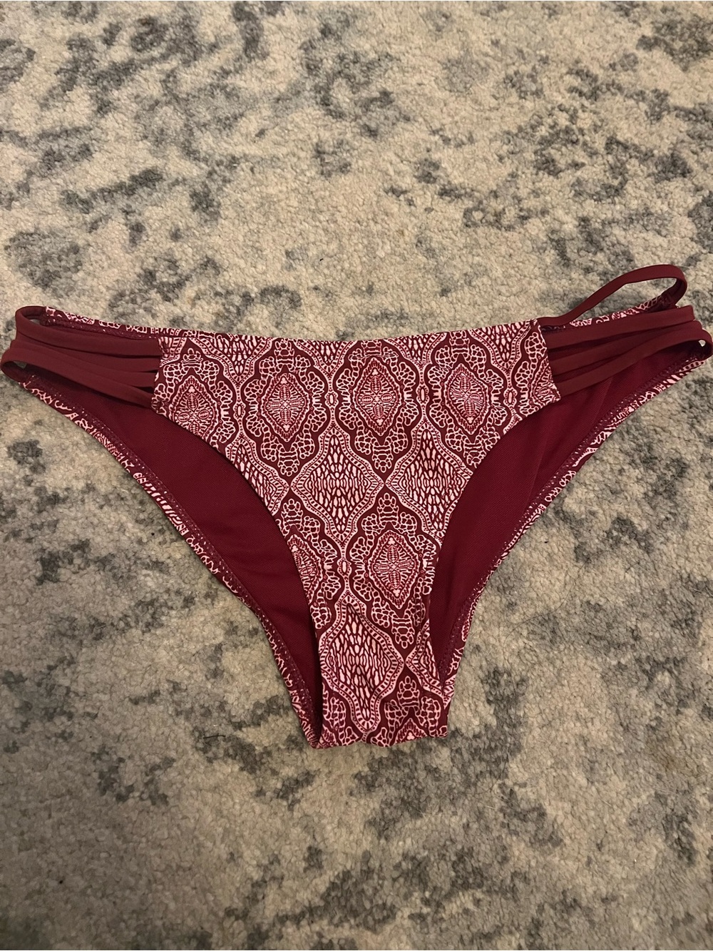 Women's Maroon Patterned Bikini Bottom - Comfort Fit